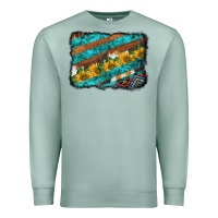 Seafoam western aztec sunflowers turquoise cowhide background Premium Sweatshirt - BarkalooDesign