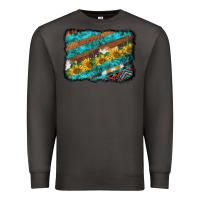 Smoke western aztec sunflowers turquoise cowhide background Premium Sweatshirt - BarkalooDesign