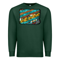 Sports Green western aztec sunflowers turquoise cowhide background Premium Sweatshirt - BarkalooDesign