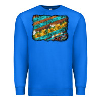 True Royal western aztec sunflowers turquoise cowhide background Premium Sweatshirt - BarkalooDesign