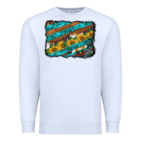 White western aztec sunflowers turquoise cowhide background Premium Sweatshirt - BarkalooDesign