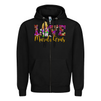 Black love mardi gras gnome Zipper Hoodie - JahusDesignShop