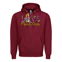Burgundy love mardi gras gnome Zipper Hoodie - JahusDesignShop