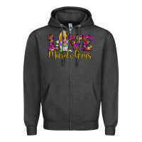 Charcoal Heather love mardi gras gnome Zipper Hoodie - JahusDesignShop