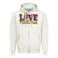 Oatmeal Heather love mardi gras gnome Zipper Hoodie - JahusDesignShop
