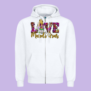 Love Mardi Gras Gnome Zipper Hoodie Designed By Jahusdesignshop