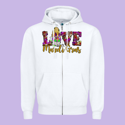 Love Mardi Gras Gnome Zipper Hoodie Designed By Jahusdesignshop