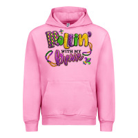 Fuchsia Pink rollin' with my krewe mardi gras Urban Hoodie - LillyAllenDesigns