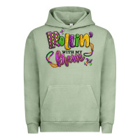 Pigment Oil Green rollin' with my krewe mardi gras Urban Hoodie - LillyAllenDesigns