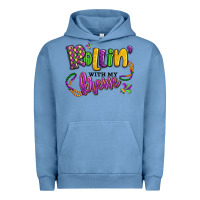 Pigment Pebble Blue rollin' with my krewe mardi gras Urban Hoodie - LillyAllenDesigns
