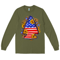 Army Green American flag arrowhead Long Sleeve Tee - Neo Western