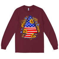 Burgundy American flag arrowhead Long Sleeve Tee - Neo Western