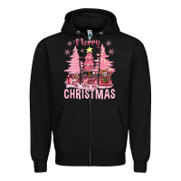 Black pink merry christmas bbs Zipper Hoodie - BundleAndBundleShop