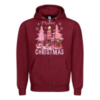 Burgundy pink merry christmas bbs Zipper Hoodie - BundleAndBundleShop