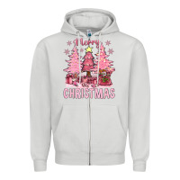 Dove Grey pink merry christmas bbs Zipper Hoodie - BundleAndBundleShop