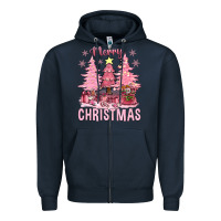 Navy pink merry christmas bbs Zipper Hoodie - BundleAndBundleShop