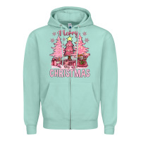 Seafoam pink merry christmas bbs Zipper Hoodie - BundleAndBundleShop