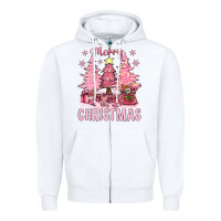 White pink merry christmas bbs Zipper Hoodie - BundleAndBundleShop