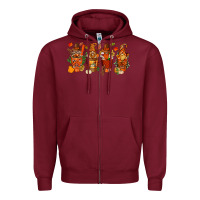 Burgundy thanksgiving coffee cups with gnomes bbs Zipper Hoodie - BundleAndBundleShop