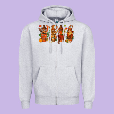Thanksgiving Coffee Cups With Gnomes Bbs Zipper Hoodie Designed By Bundleandbundleshop
