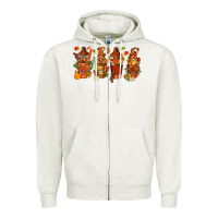 Oatmeal Heather thanksgiving coffee cups with gnomes bbs Zipper Hoodie - BundleAndBundleShop