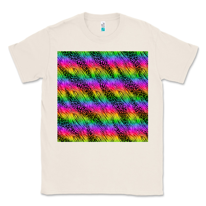 Neon Rainbow Leopard Zebra Seamless Pattern Classic Tee by BundleAndBundleShop | Teevron