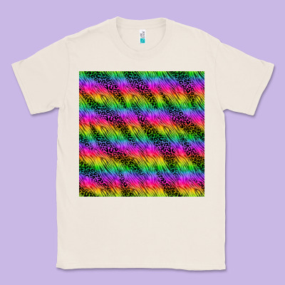 Neon Rainbow Leopard Zebra Seamless Pattern Classic Tee Designed By Bundleandbundleshop
