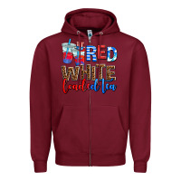 Burgundy red whıte loaded tea Zipper Hoodie - AdoDesignShop