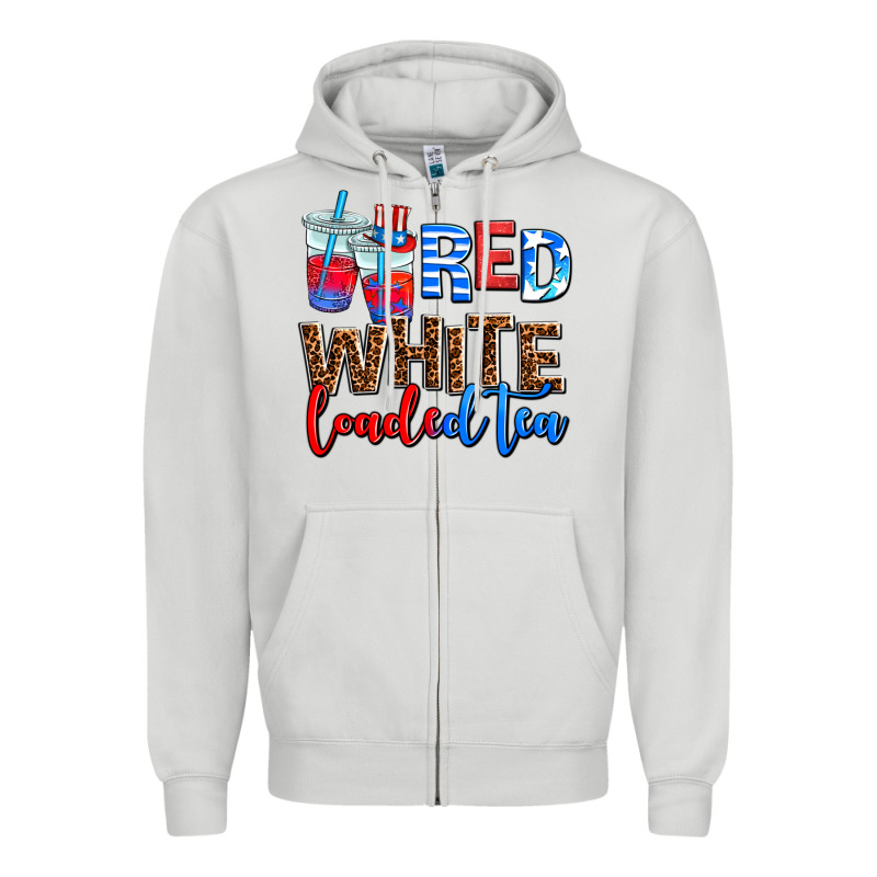 Red Whıte Loaded Tea Zipper Hoodie by AdoDesignShop | Teevron
