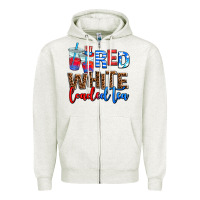 Oatmeal Heather red whıte loaded tea Zipper Hoodie - AdoDesignShop