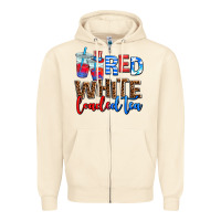 Sandshell red whıte loaded tea Zipper Hoodie - AdoDesignShop