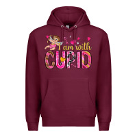 Burgundy i am with cupid Premium Hoodie - NancyCooperArtShop