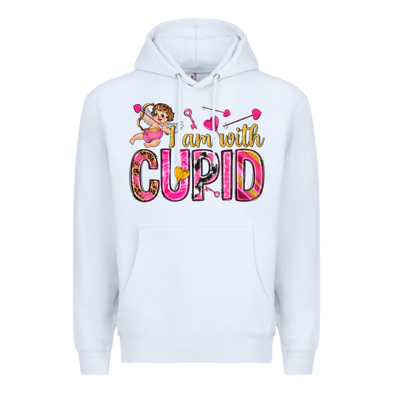 I Am With Cupid Premium Hoodie by NancyCooperArtShop | Teevron