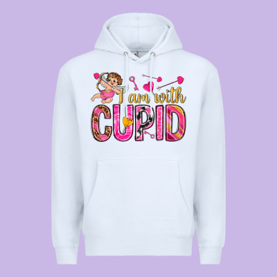 I Am With Cupid Premium Hoodie Designed By Nancycooperartshop