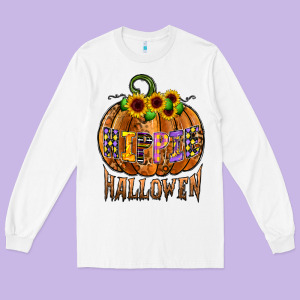 Hippie Halloween Long Sleeve Tee Designed By Cowhidedigitalart