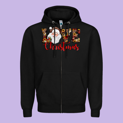 Love Christmas Santa Zipper Hoodie Designed By Jahusdesignshop