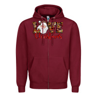 Burgundy Love Christmas Santa Zipper Hoodie - JahusDesignShop