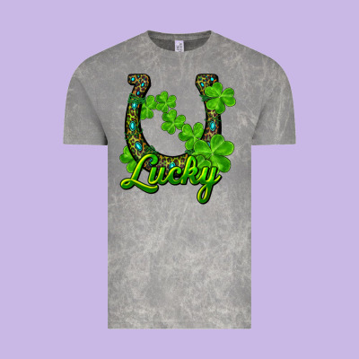 Vintage Tee Lucky shamrock horseshoe