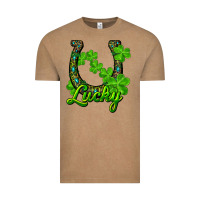 Vintage Coffee Lucky shamrock horseshoe Vintage Tee - RanaPortraitStore