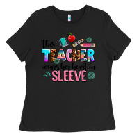 Black this teacher wears her heart on sleeve Ladies Tee - AdoDesignShop