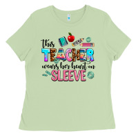 Matcha this teacher wears her heart on sleeve Ladies Tee - AdoDesignShop
