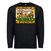 Black Western Charolais Bull With Sunflowers Premium Sweatshirt - LillyAllenDesigns