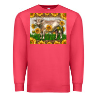 Cardinal Western Charolais Bull With Sunflowers Premium Sweatshirt - LillyAllenDesigns