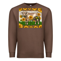 Chestnut Western Charolais Bull With Sunflowers Premium Sweatshirt - LillyAllenDesigns