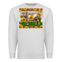 Dove Grey Western Charolais Bull With Sunflowers Premium Sweatshirt - LillyAllenDesigns
