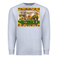 Heather Grey Western Charolais Bull With Sunflowers Premium Sweatshirt - LillyAllenDesigns