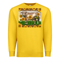 Lemon Western Charolais Bull With Sunflowers Premium Sweatshirt - LillyAllenDesigns