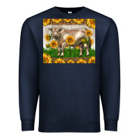 Western Charolais Bull With Sunflowers Premium Sweatshirt | Teevron