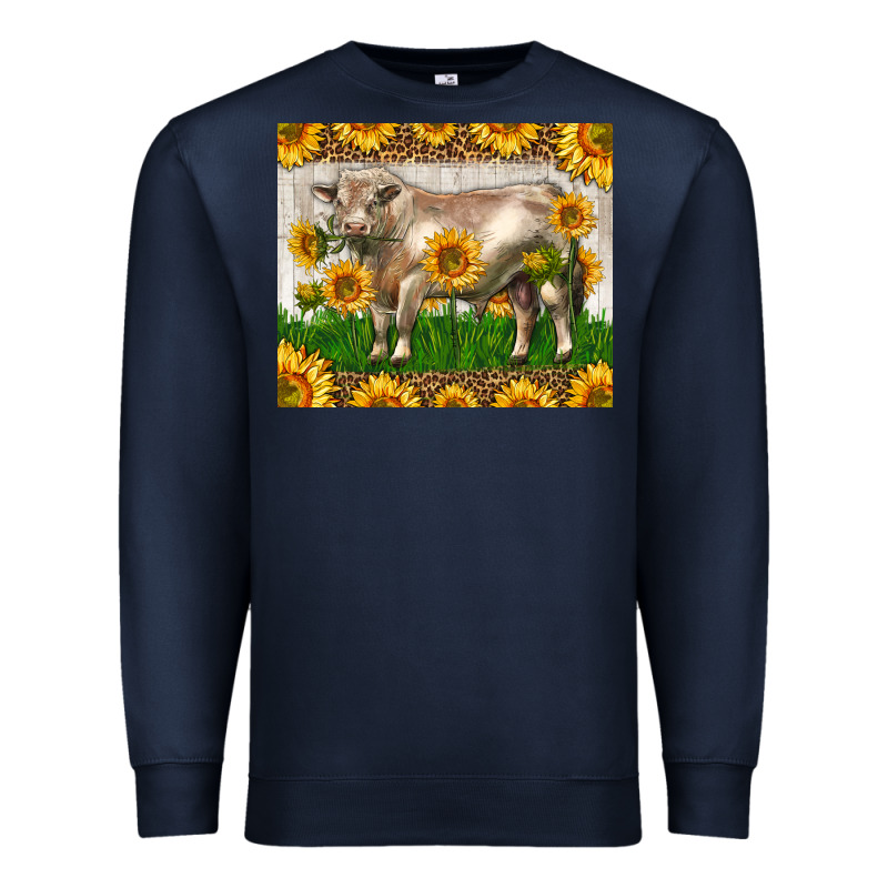 Western Charolais Bull With Sunflowers Premium Sweatshirt by LillyAllenDesigns | Teevron