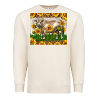 Sandshell Western Charolais Bull With Sunflowers Premium Sweatshirt - LillyAllenDesigns